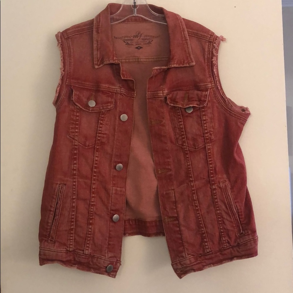 Red jean lightly worn vest
